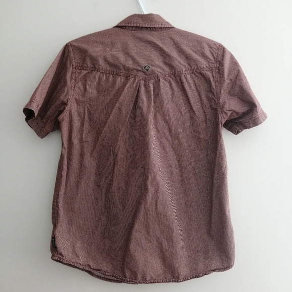 Prana Men's Borla Short Sleeve Button Up Chest Pockets Red Micro Dots Small - Picture 3 of 16